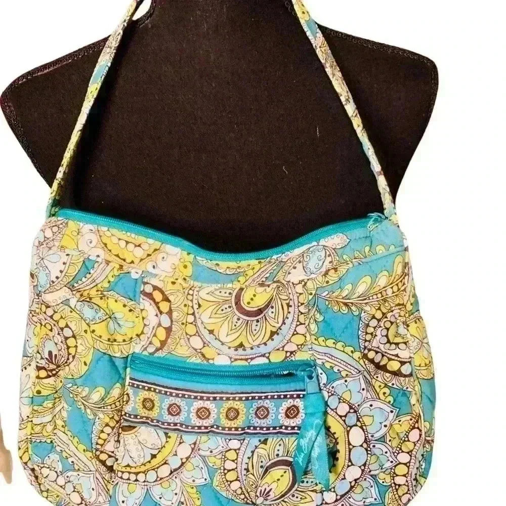 Vera Bradley Aqua Lime Quilted Shoulder Bag